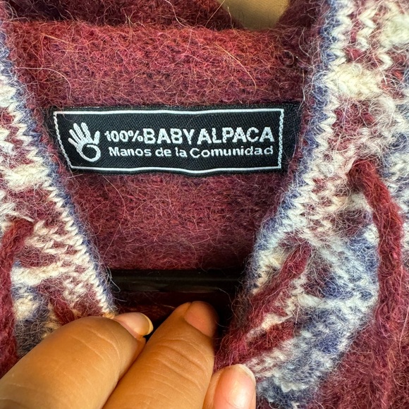 Manos De La Comunidad 100% Baby Alpaca Hoodie Sweater Aztec Size Unknown - Picture 9 of 12